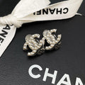 Chanel CC Logo Earrings Faux Pearl Silver Coco