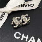 Chanel CC Logo Earrings Faux Pearl Silver Coco