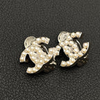Chanel CC Logo Earrings Faux Pearl Silver Coco — view 2