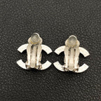 Chanel CC Logo Earrings Faux Pearl Silver Coco — view 4