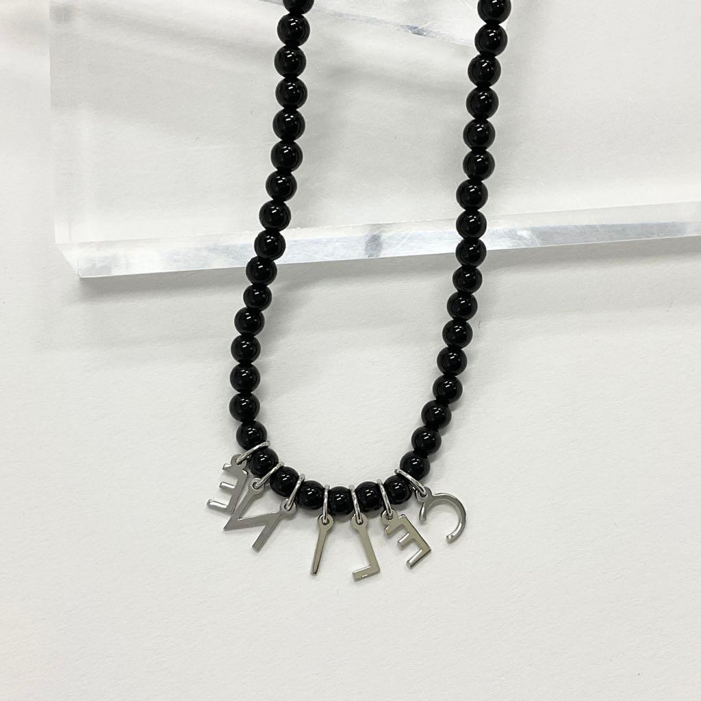 Celine Logo Onyx Necklace Black Silver — view 3