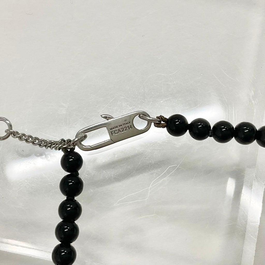 Celine Logo Onyx Necklace Black Silver — view 5