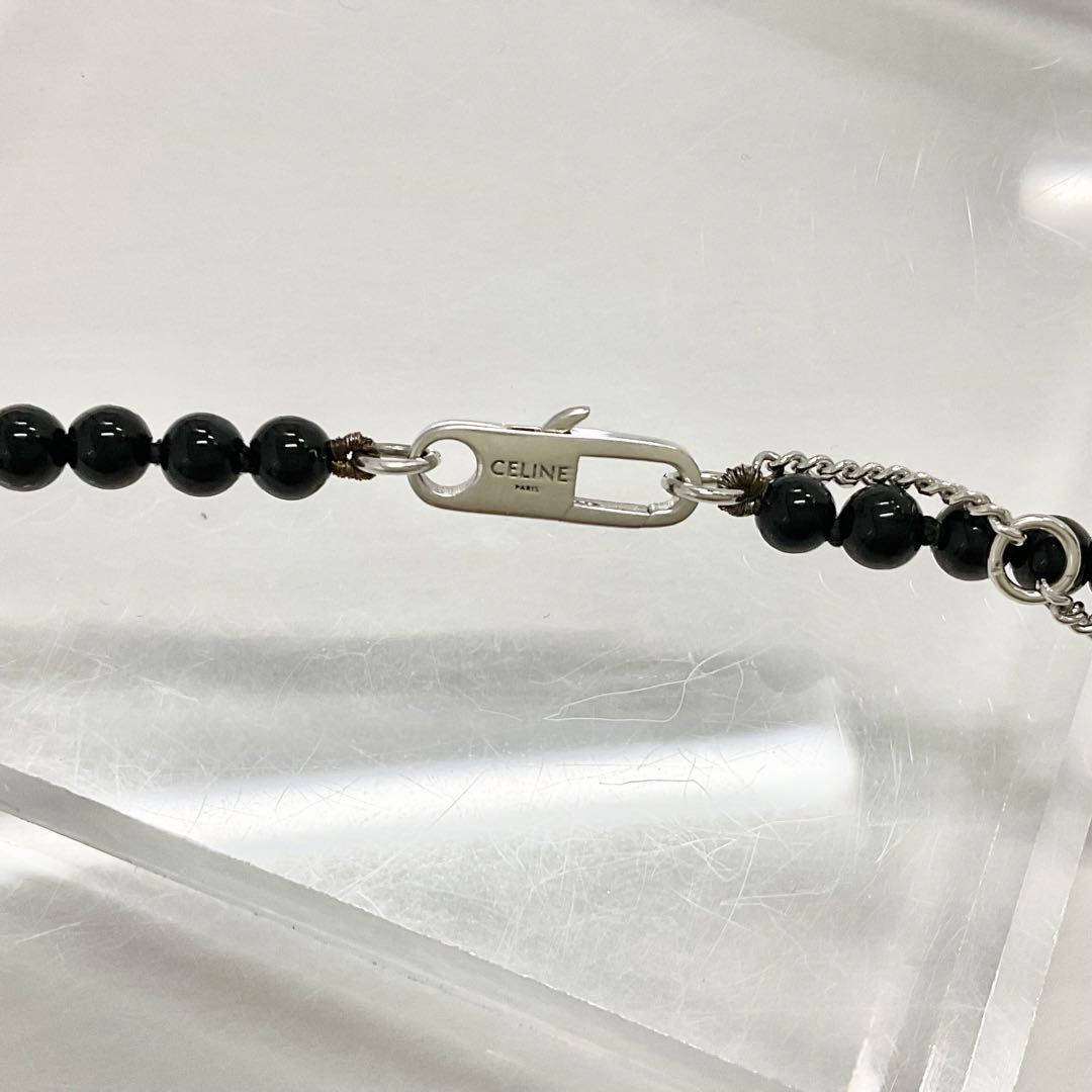 Celine Logo Onyx Necklace Black Silver — view 6