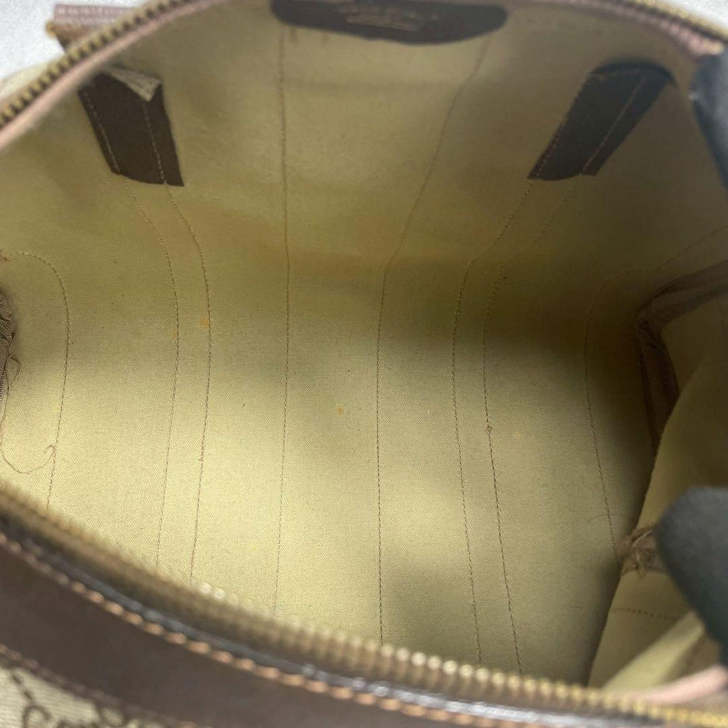 Gucci GG Sherry Line Boston Bag Brown Leather Logo — view 5