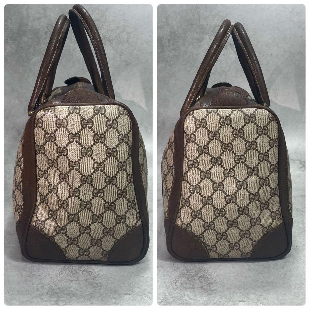Gucci GG Sherry Line Boston Bag Brown Leather Logo — view 7
