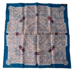 Hermes Carre 45 Blue Mors Et Gourmettes Vichy Scarf — view 3