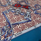 Hermes Carre 45 Blue Mors Et Gourmettes Vichy Scarf — view 5