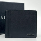 Prada Saffiano Bifold Compact Billfold Black Slim Wallet — view 2