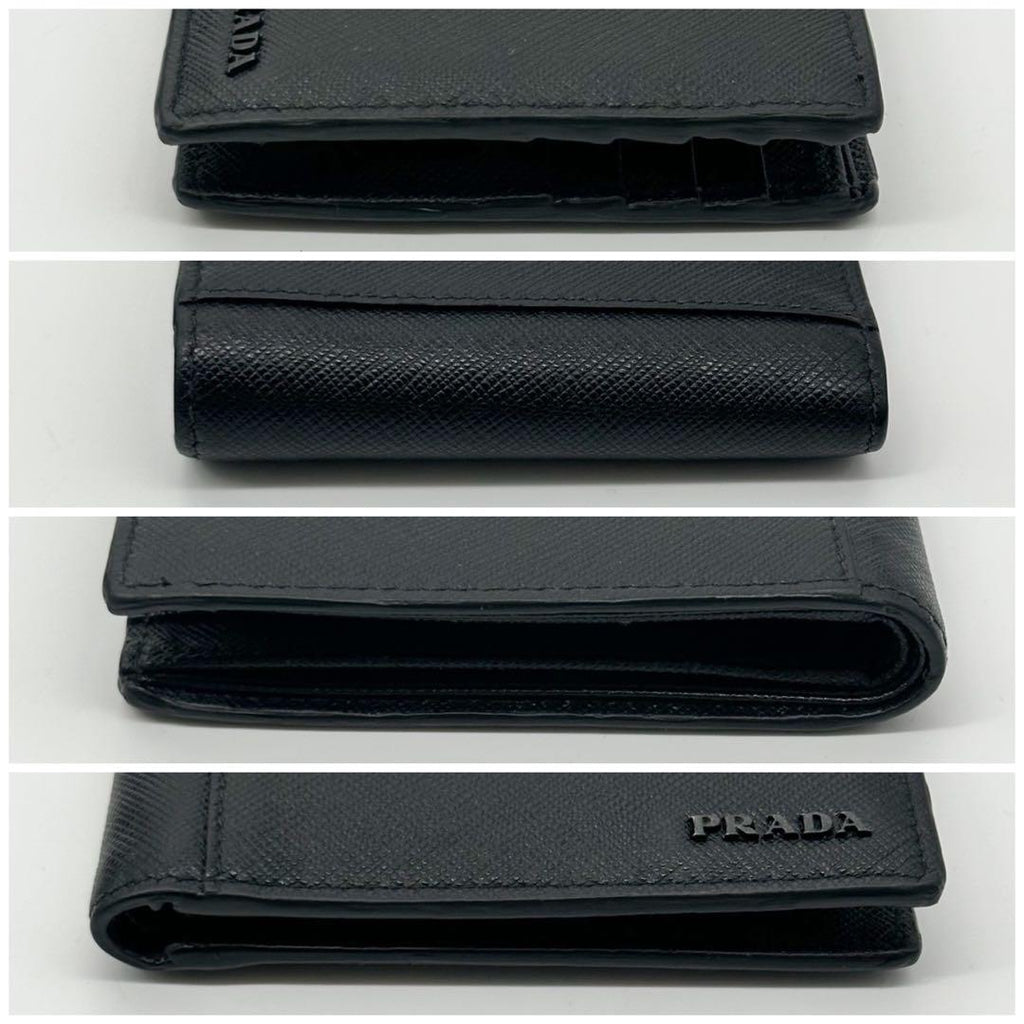 Prada Saffiano Bifold Compact Billfold Black Slim Wallet — view 6
