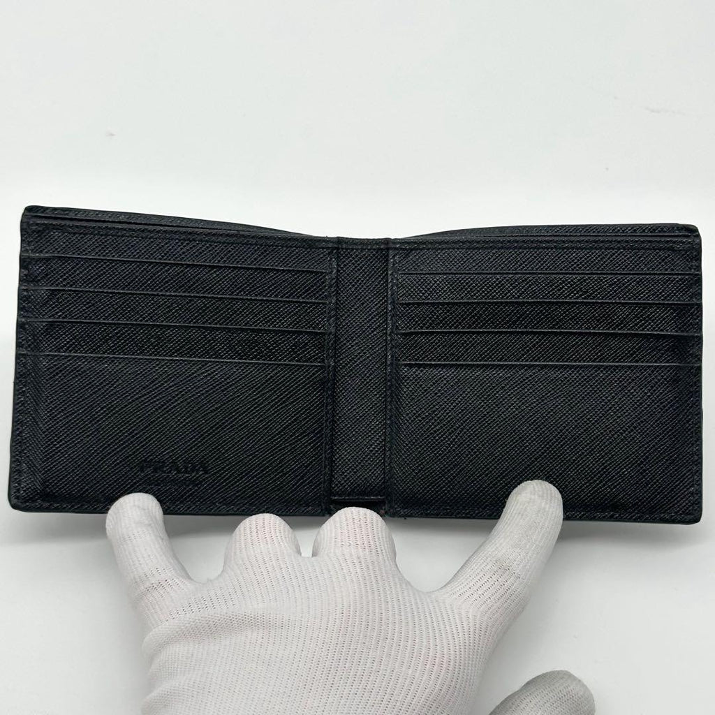 Prada Saffiano Bifold Compact Billfold Black Slim Wallet — view 8