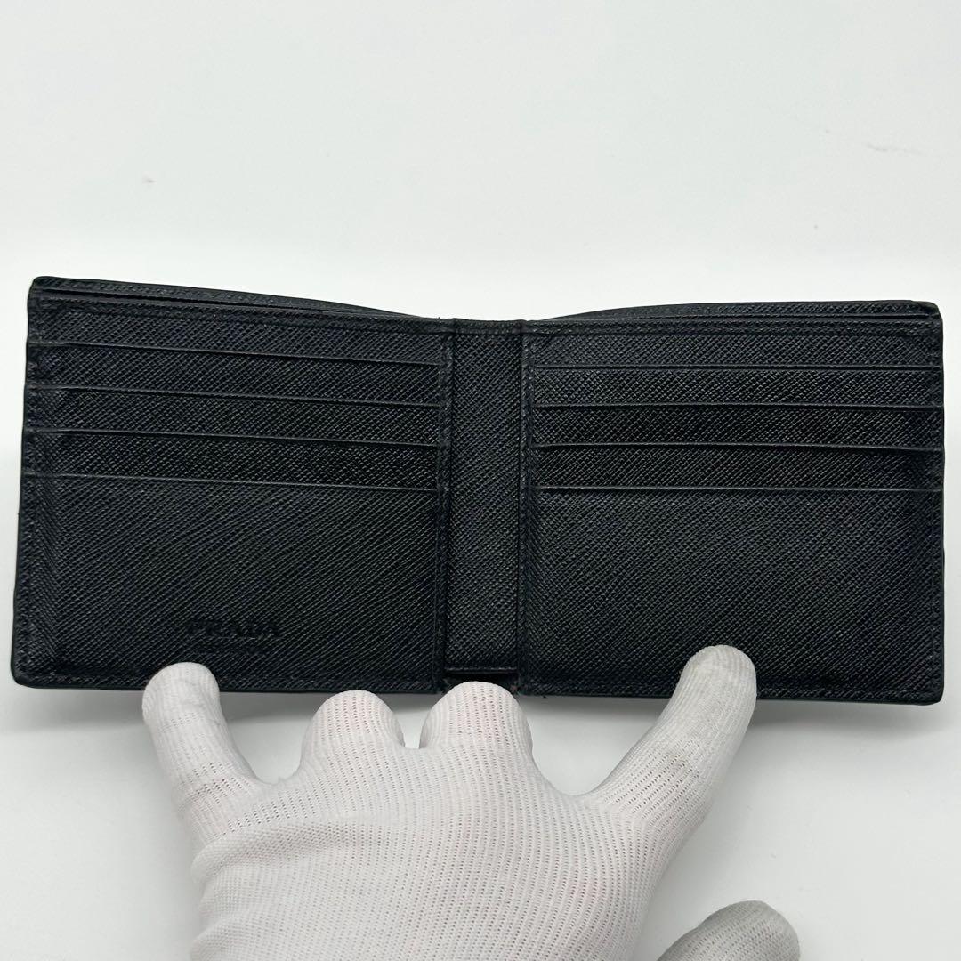 Prada Saffiano Bifold Compact Billfold Black Slim Wallet — view 8