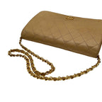 Chanel Quilted Chain Shoulder Bag Lambskin Leather Beige — view 7