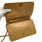 Chanel Quilted Chain Shoulder Bag Lambskin Leather Beige — view 8