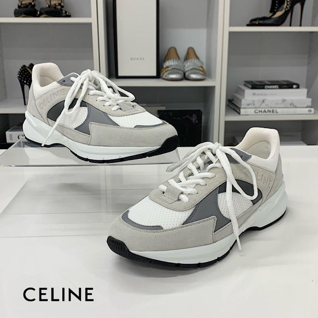 Celine Mesh Suede Logo Sneakers