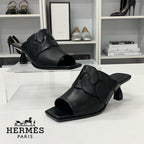 Hermes Hanna 95 Leather Sandals Black