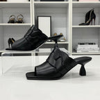 Hermes Hanna 95 Leather Sandals Black — view 2