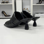Hermes Hanna 95 Leather Sandals Black — view 5