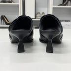 Hermes Hanna 95 Leather Sandals Black — view 6