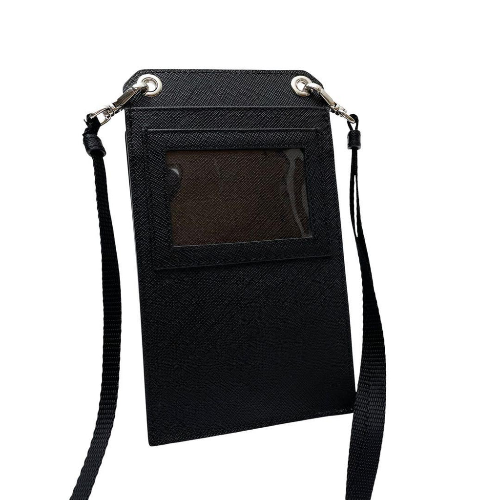 Prada Saffiano Leather Phone Case Shoulder Bag Black — view 2