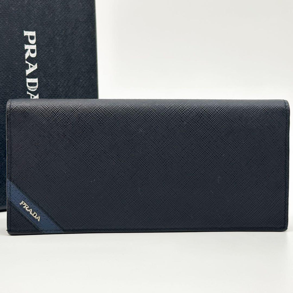 Prada Saffiano Bifold Wallet Navy Logo — view 2