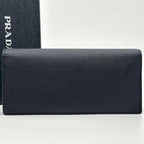 Prada Saffiano Bifold Wallet Navy Logo — view 3