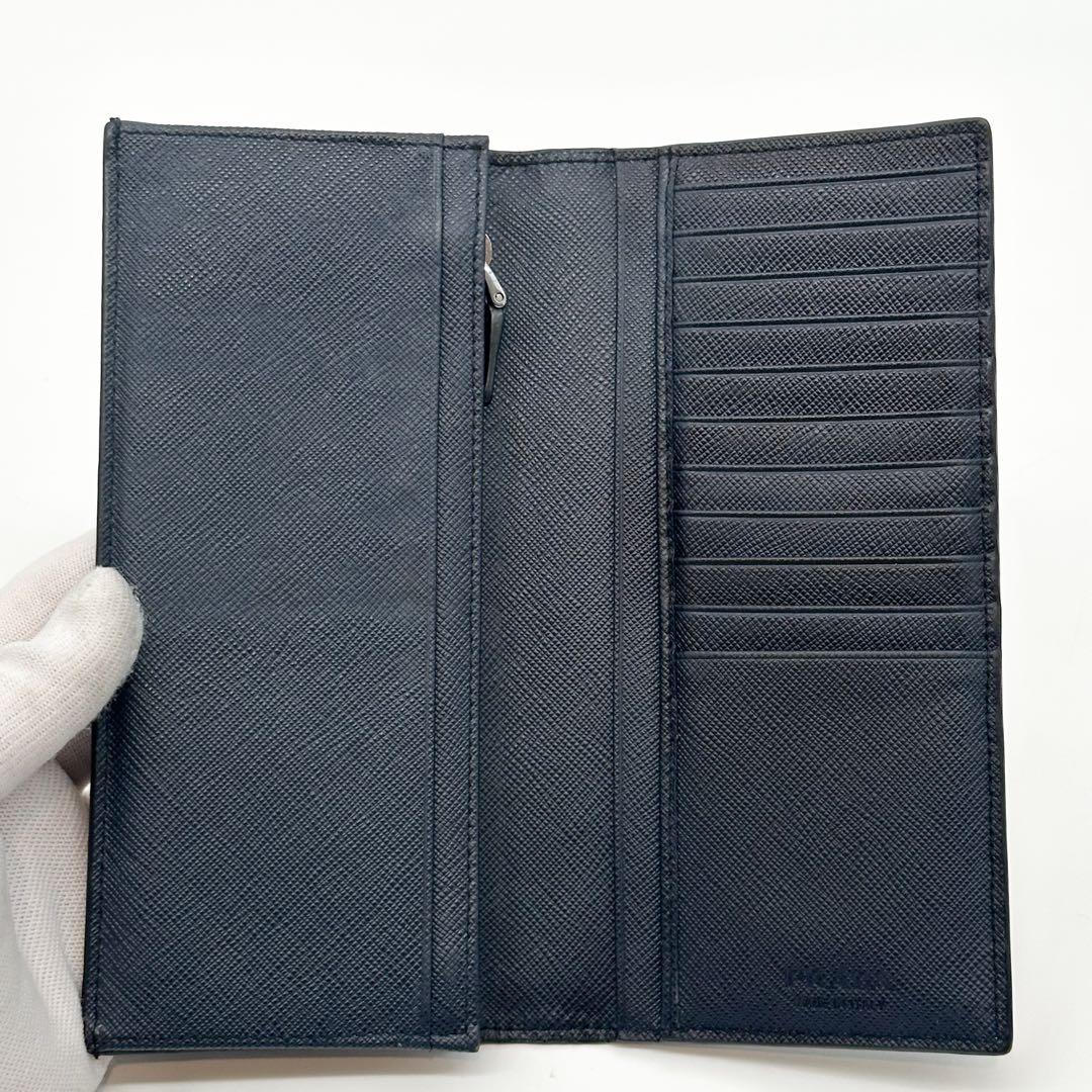 Prada Saffiano Bifold Wallet Navy Logo — view 6