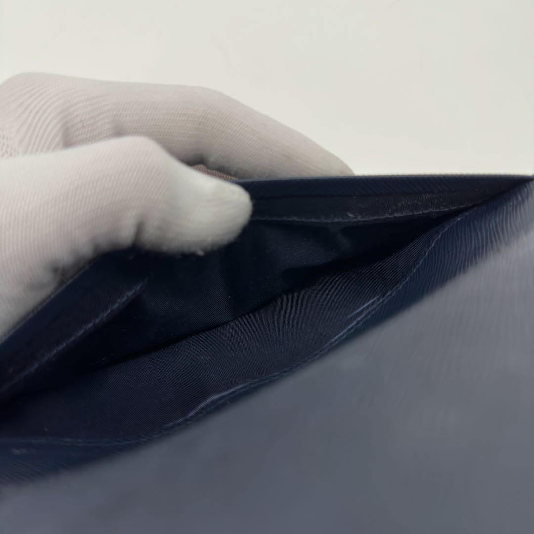 Prada Saffiano Bifold Wallet Navy Logo — view 7
