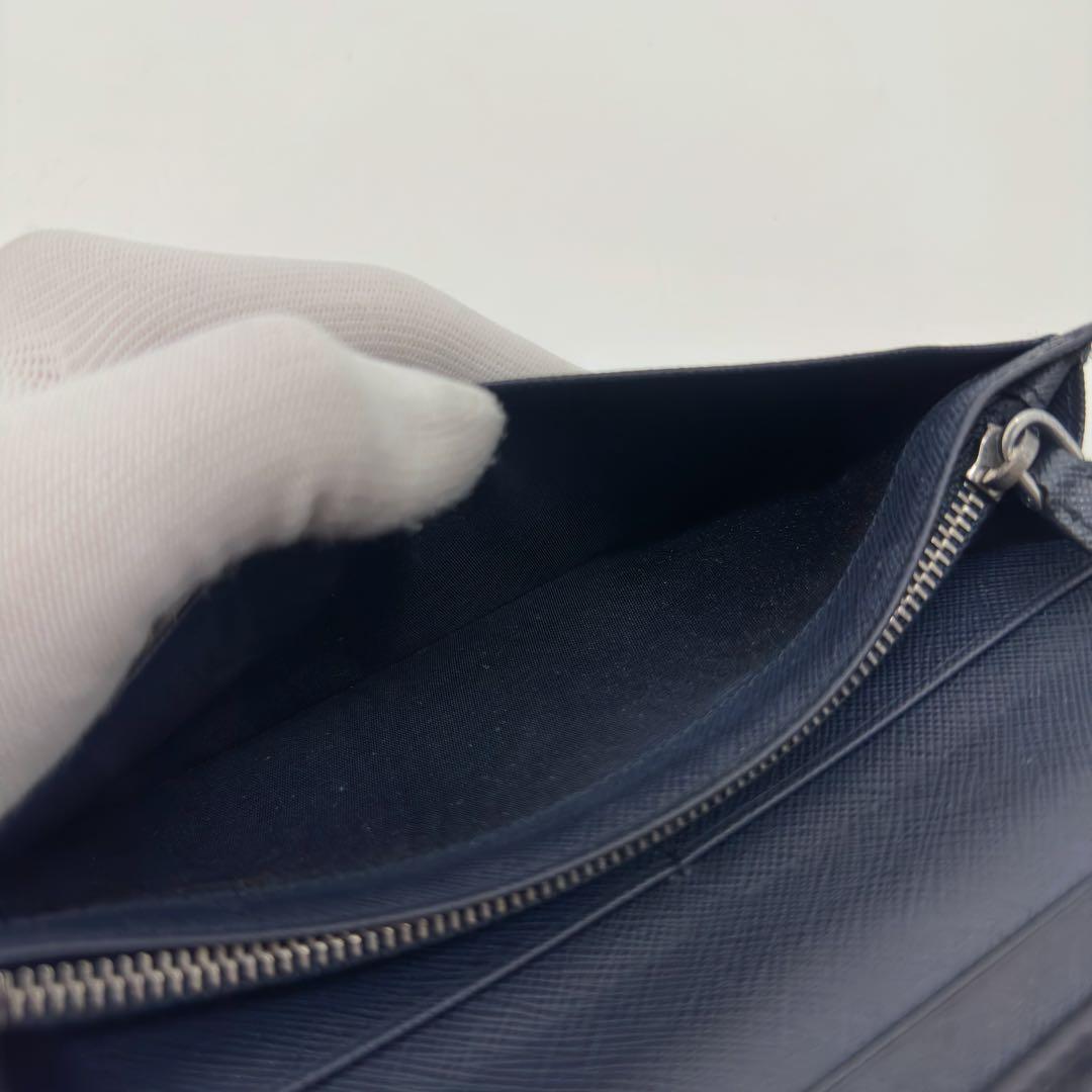 Prada Saffiano Bifold Wallet Navy Logo — view 9