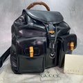 Gucci Backpack Patent Leather Bamboo Black