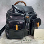 Gucci Backpack Patent Leather Bamboo Black