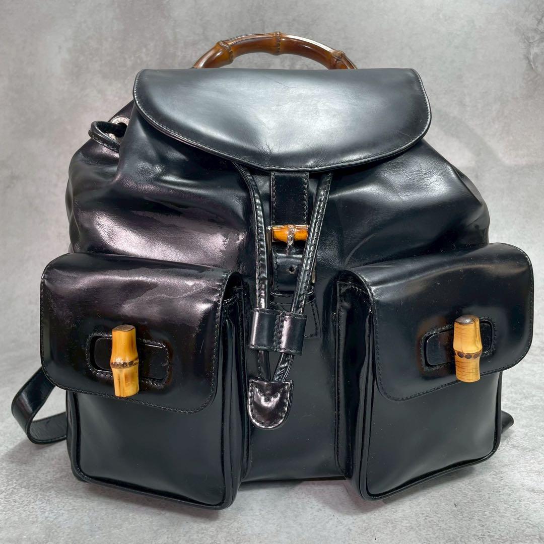 Gucci Backpack Patent Leather Bamboo Black — view 2