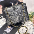 Chanel Vintage Quilted CC Logo Bag Black