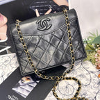 Chanel Vintage Quilted CC Logo Bag Black