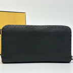 Fendi Selleria Leather Round Zip Wallet Gray — view 3
