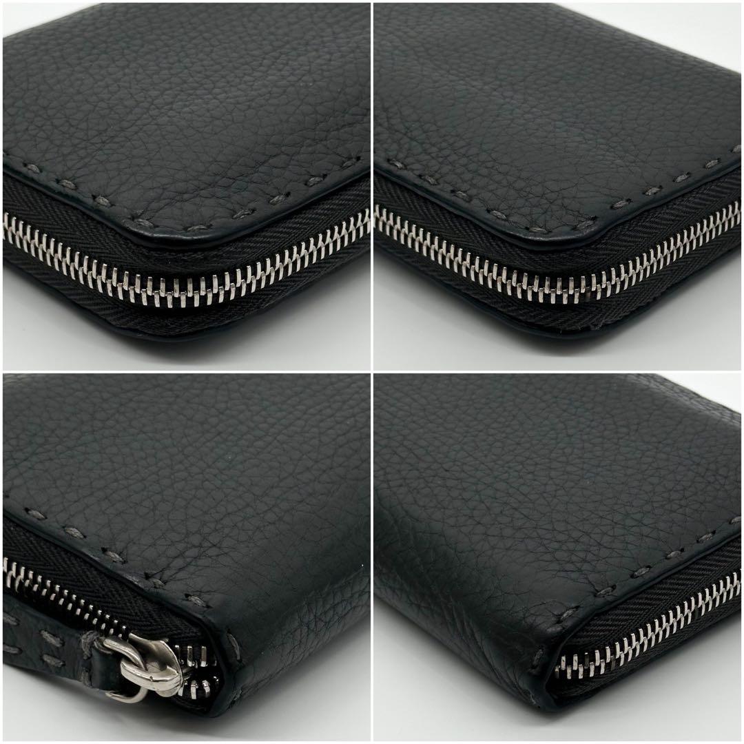 Fendi Selleria Leather Round Zip Wallet Gray — view 5