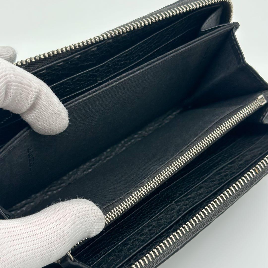 Fendi Selleria Leather Round Zip Wallet Gray — view 8