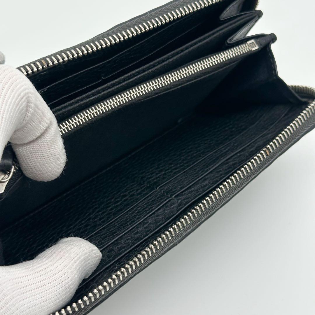 Fendi Selleria Leather Round Zip Wallet Gray — view 9
