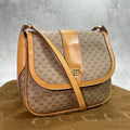 Gucci GG Shoulder Bag Brown Beige Logo Leather