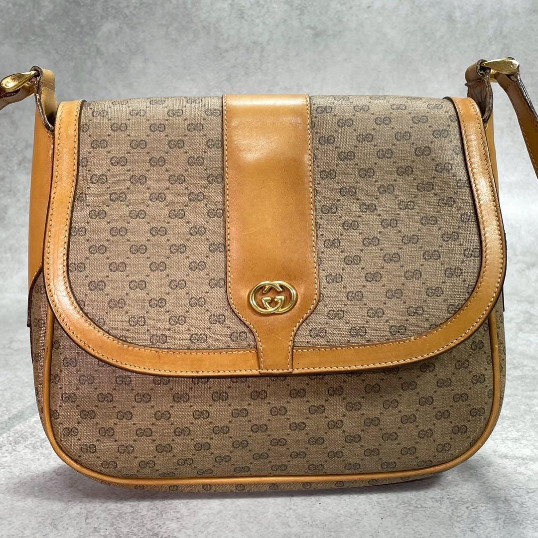 Gucci GG Shoulder Bag Brown Beige Logo Leather — view 2