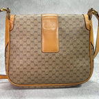 Gucci GG Shoulder Bag Brown Beige Logo Leather — view 3