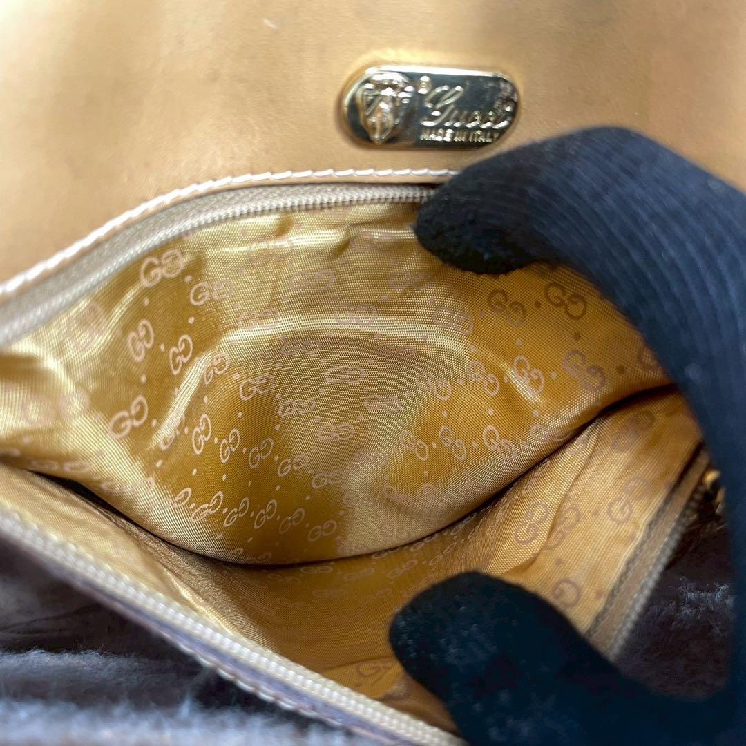Gucci GG Shoulder Bag Brown Beige Logo Leather — view 6