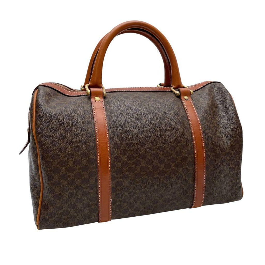 Celine Macadam Triomphe Logo Hand Boston Bag Brown — view 2