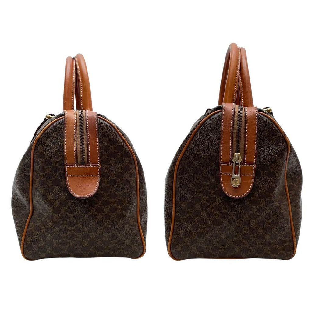 Celine Macadam Triomphe Logo Hand Boston Bag Brown — view 3