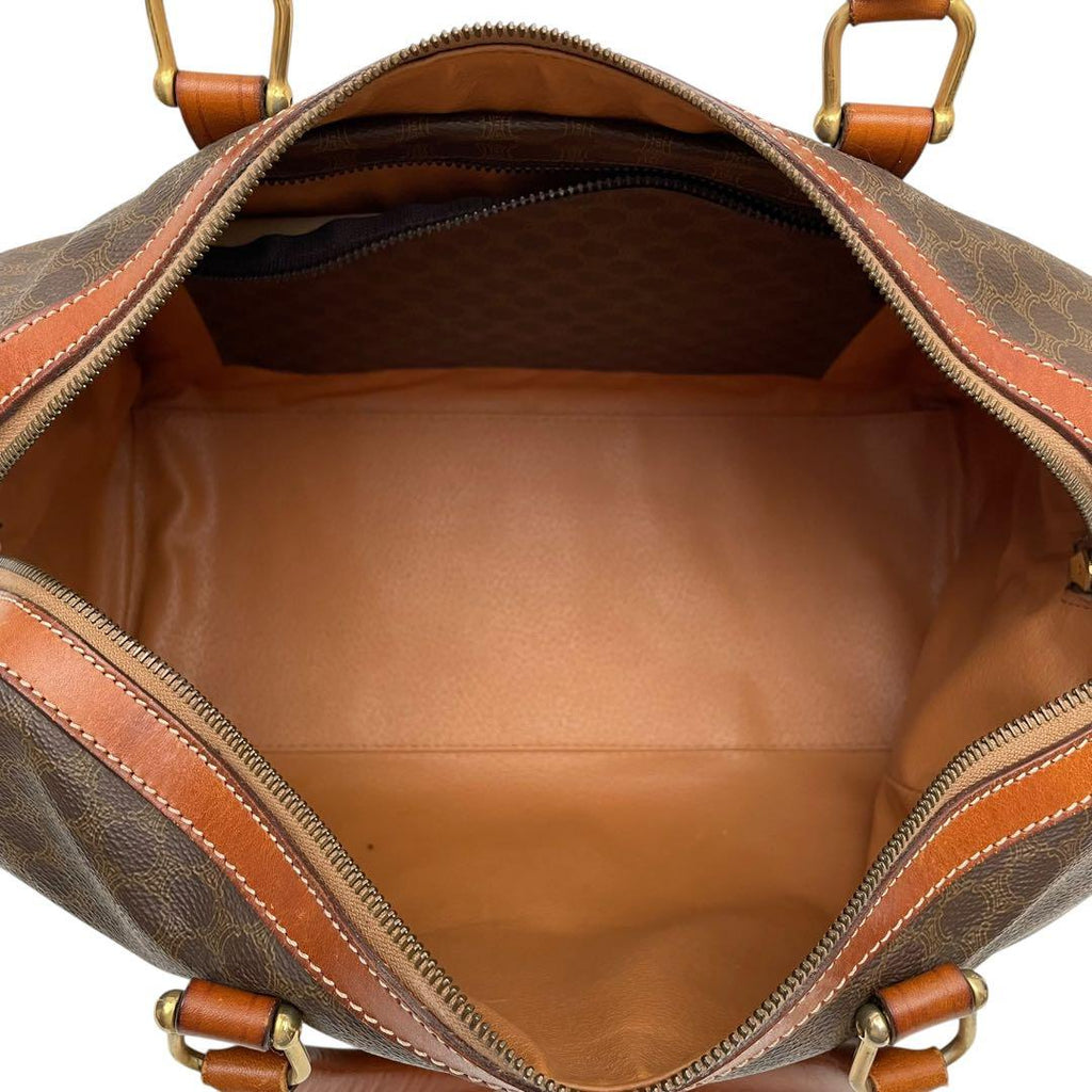 Celine Macadam Triomphe Logo Hand Boston Bag Brown — view 7