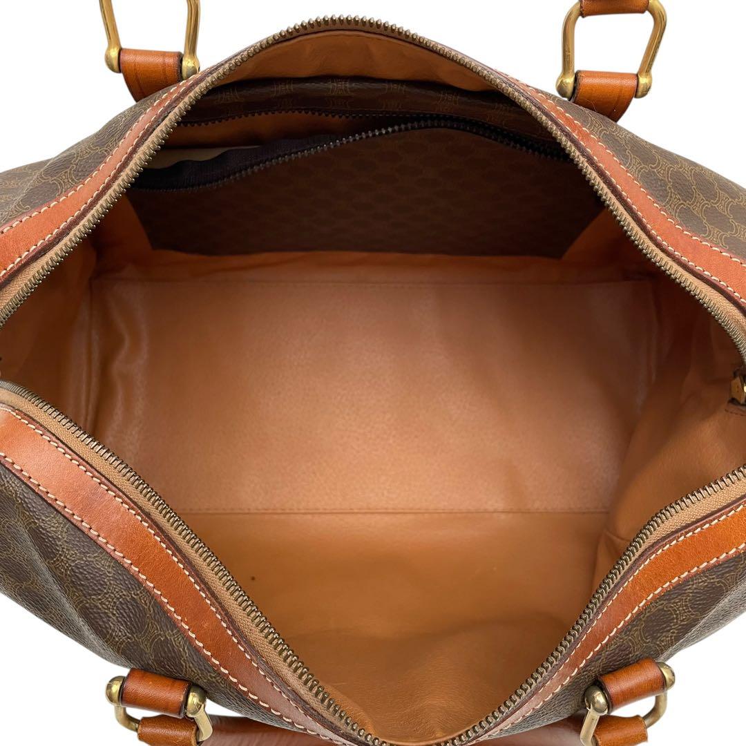 Celine Macadam Triomphe Logo Hand Boston Bag Brown — view 7