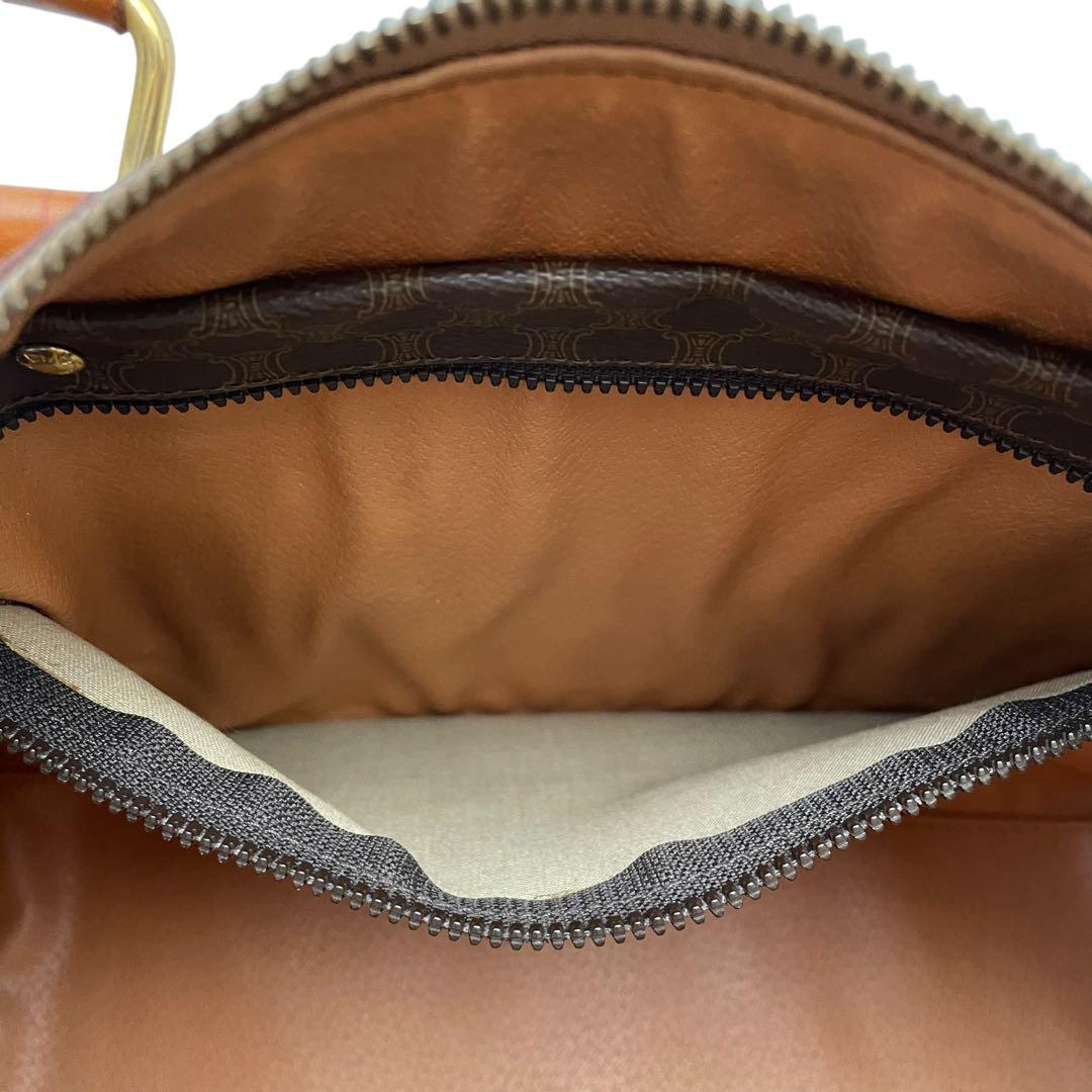 Celine Macadam Triomphe Logo Hand Boston Bag Brown — view 8