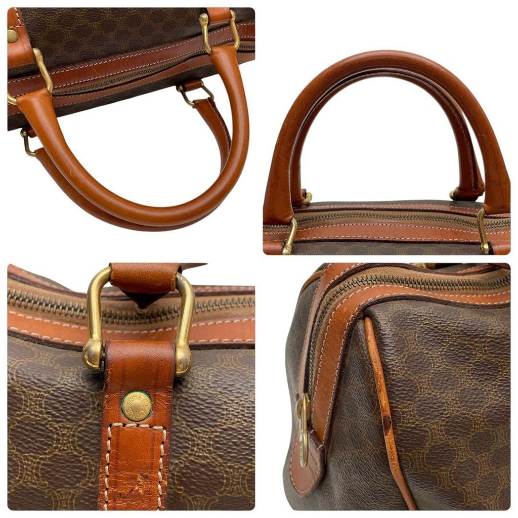 Celine Macadam Triomphe Logo Hand Boston Bag Brown — view 9
