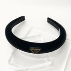 Prada Triangle Logo Velour Headband Velvet — view 2