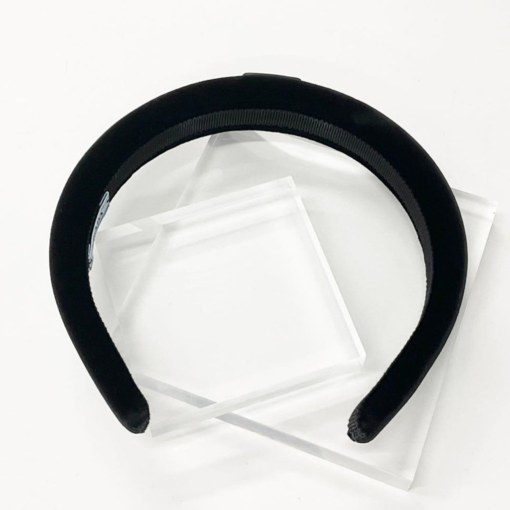 Prada Triangle Logo Velour Headband Velvet — view 3