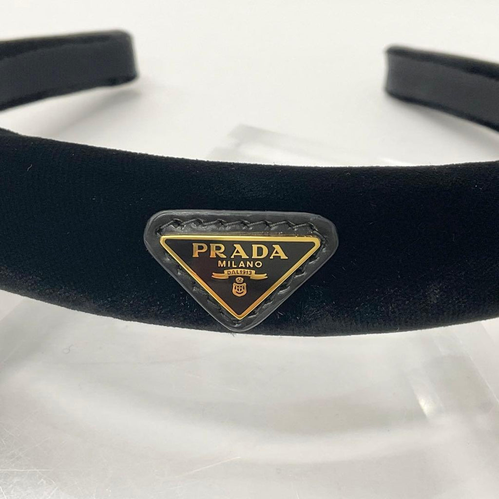 Prada Triangle Logo Velour Headband Velvet — view 4